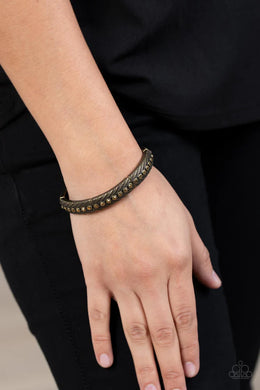 Risk-Taking Twinkle Brass Rhinestone Stretchy Bracelet Paparazzi Accessories