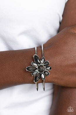 Chic Corsage Silver Rhinestone Hinge Bracelet Paparazzi Accessories
