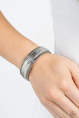 Textile Tenor Silver Stretchy Bracelet Paparazzi Accessories