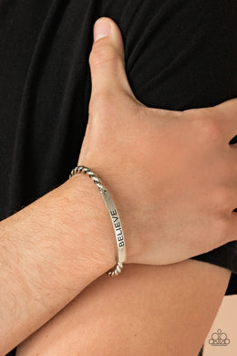 Keep Calm and Believe - Silver Cuff Bracelet Paparazzi Accessories