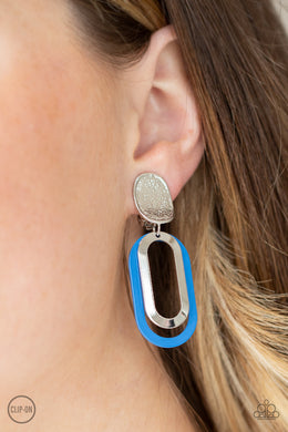 Melrose Mystery - Blue Clip-On Earrings Paparazzi Accessories
