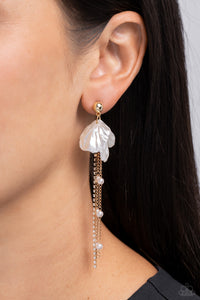 gold,Pearls,post,white,Graceful Gesture - Gold Pearl Post Earrings