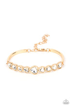 Load image into Gallery viewer, Lusty Luster Gold Rhinestone Heart Bracelet Paparazzi Accessories