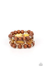 Load image into Gallery viewer, WILD-Mannered Gold Stretchy Bracelet Paparazzi Accessories