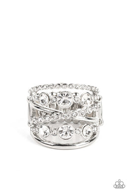 GLOW-rified Glamour White Rhinestone Ring Paparazzi Accessories