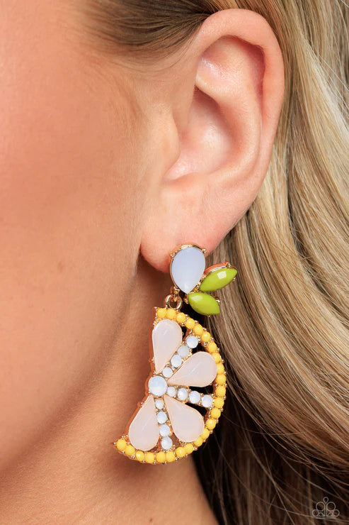 Slice of Summer Yellow Post Earrings Paparazzi Accessories