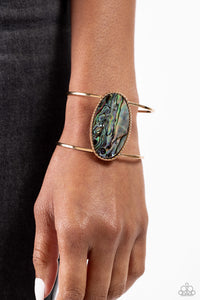 abalone,cuff,gold,Enigmatic Energy Gold Cuff Bracelet