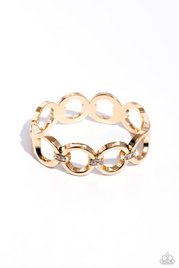 Chic Collection Gold Rhinestone Hinge Bracelet Paparazzi Accessories