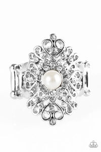 pearls,white,wide back,Queen Status White Pearl Ring
