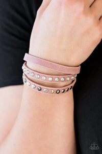 leather,pink,snaps,triple wrap,Catwalk Casual Pink Leather Wrap Bracelet