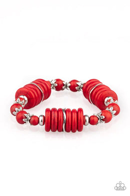 Sagebrush Serenade Red Stone Stretchy Bracelet Paparazzi Accessories