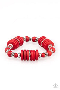 crackle stone,red,stretchy,Sagebrush Serenade Red Stone Stretchy Bracelet