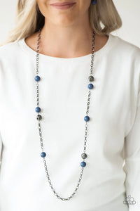 blue,gunmetal,long necklace,Fashion Fad Blue Necklace