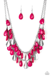 pink,short necklace,Life of the Fiesta Pink Necklace