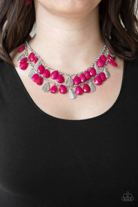 pink,short necklace,Life of the Fiesta Pink Necklace