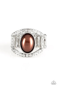 brown,pearls,wide back,Radiant Riches Brown Pearl Ring