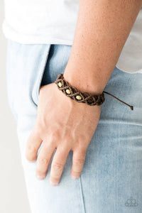 brass,brown,leather,pull-tie,urban,Nautical Navigator Brown Leather Urban Pull-Tie Bracelet