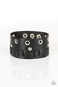 black,leather,snaps,urban,Mainstreet Motocross Black Leather Urban Bracelet