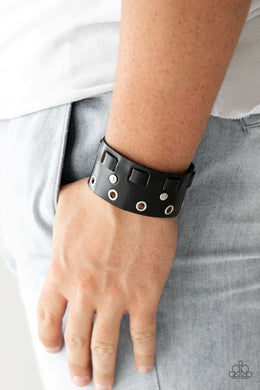 Mainstreet Motocross Black Leather Urban Bracelet Paparazzi Accessories