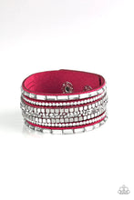 Load image into Gallery viewer, Rebel In Rhinestones Pink Rhinestone Leather Wrap Bracelet Paparazzi Accessories