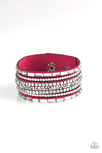 leather,pink,snap,snaps,wrap,Rebel In Rhinestones Pink Rhinestone Leather Wrap Bracelet