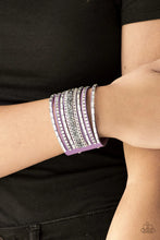 Load image into Gallery viewer, Rhinestone Rumble Purple Leather Rhinestone Wrap Bracelet Paparazzi Accessories
