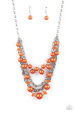 Load image into Gallery viewer, Rockin Rockette Orange Pearl Necklace Paparazzi Accessories