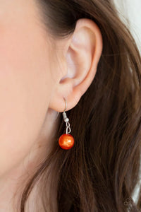 orange,pearls,short necklace,Rockin Rockette Orange Pearl Necklace
