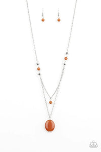 long necklace,orange,stone,Time To Hit The Roam Orange Stone Necklace