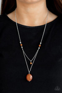 long necklace,orange,stone,Time To Hit The Roam Orange Stone Necklace