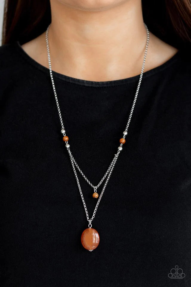 Time To Hit The Roam Orange Stone Necklace Paparazzi Accessories