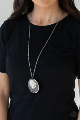 Medallion Meadow White Stone Necklace Paparazzi Accessories