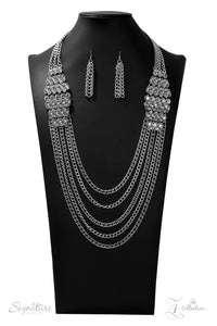 2019 Zi,hematite,long necklace,rhinestones,silver,The Erika Zi Collection Necklace