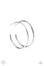 Load image into Gallery viewer, Texture Tempo Silver Hoop Earrings Paparazzi Accessories