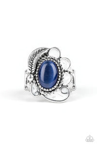 blue,cat's eye,floral,wide back,Fairytale Magic Blue Cat's Eye Ring