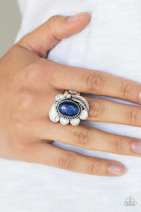 blue,cat's eye,floral,wide back,Fairytale Magic Blue Cat's Eye Ring