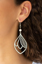 Load image into Gallery viewer, Absolutely Airborne White Stone Feather Earring Paparazzi Accessories