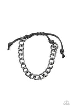 Load image into Gallery viewer, Sideline Black Urban Pull-Tie Bracelet Paparazzi Accessories