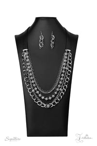 gunmetal,long necklace,rhinestones,silver,The Arlingto Zi Collection Necklace