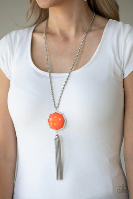 Prismatically Polygon Orange Necklace Paparazzi Accessories