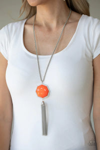 long necklace,orange,Prismatically Polygon Orange Necklace