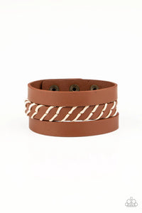 brown,leather,snaps,urban,Backroad Bounty Brown Leather Urban Bracelet
