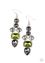 Load image into Gallery viewer, Look At Me Glow Green Rhinestone Earrings Paparazzi Accessories