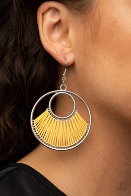 Really High-Strung Yellow Earrings Paparazzi Accessories