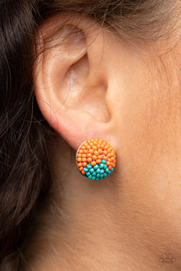 As Happy As Can Bead Orange Seed Bead Post Earrings Paparazzi Accessories