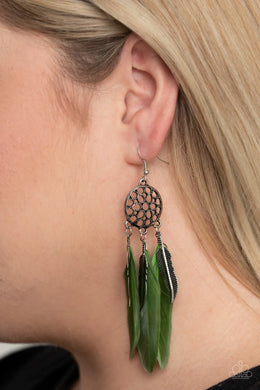 In Your Wildest DREAM-CATCHERS Green Feather Earrings Vivacious Bombshell Bling, LLC, Jenny and James Davison