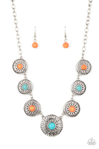blue,crackle stone,multi,orange,short necklace,turquoise,Sahara Solar Power Multi Stone Necklace