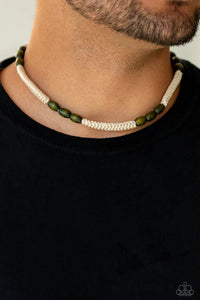 green,short necklace,urban,wooden,Tahiti Tide Green Urban Necklace