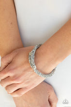 Load image into Gallery viewer, Roll Out the Glitz Silver Coil Bracelet Paparazzi Accessories