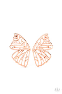 butterfly,copper,post,Butterfly Frills Copper Post Earrings